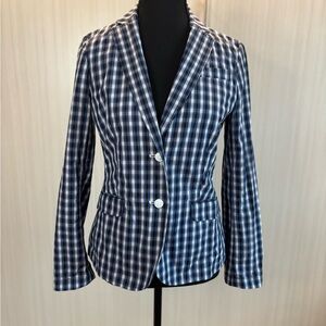 Banana Republic Navy and White Checkered Blazer